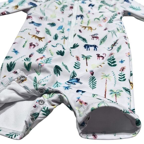 Janie and Jack Long Sleeve Safari Print One Piece Rashguard Swimsuit Size 6-12M - Picture 4 of 6